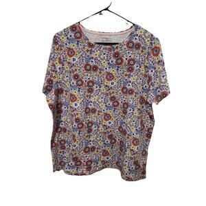 TALBOTS Women’s Floral Design T-Shirt Multicolor Summer Size Plus 2X